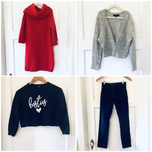 Girl’s Clothes Lot Size 10 Sweater Dress Corduroys Sweatshirt Winter Christmas
